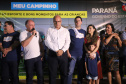 O governador Carlos Massa Ratinho Junior esteve neste sábado em Marumbi, no Vale do Ivaí, para inaugurar a unidade do programa Meu Campinho, espaço de esporte e lazer implantado pelo Governo do Estado no município. Presentes: prefeito de Marumbi, Adhemar Francisco Rejani; secretários: de Saúde, Beto Preto; de Desenvolvimento Urbano, João Calos Ortega; Primeira Dama do Estado, Luciana Saito Massa; apresentador Carlos Massa (ratinho); entre outros.Marumbi, 12-10-19.Foto: Arnaldo Alves / AEN.