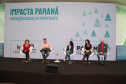 No palco, o coordenador de Ciência e Tecnologia da Superintendência de Ciência, Tecnologia e Ensino Superior, Paulo Parreira; o empresário Beto Madalosso; a presidente da Aliança Empreendedora, Lina Useche, e a sócia-fundadora da Youngers, Giovana Conti, dialogaram com a plateia sobre o papel do poder público no incentivo e fomento para as iniciativas privadas. Foto: Ari Dias/AEN