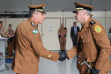 Curitiba, 17 de Outubro de 2019. Passagem de Comando BPMOA. Na foto, Comandante Geral da Policia Militar do Estado do Parana Cel Pericles de Matos e o novo Comandante do Bpmoa Julio Cesar Pucci dos Santos.