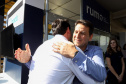 O governador Carlos Massa Ratinho Junior e o presidente da Rumo João Alberto Abreu, assinam protocolo de intenções para revitalização da linha ferrea, entre Morretes e Antonina, litoral paranaense. Participaram: prefeito de Ponta Grossa, Marcelo Rangel; secretário de Infraestrutura e Logística, Sandro Alex; Ponta Grossa, 23-10-19.Foto: Arnaldo Alves / AEN