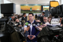 O governador Carlos Massa Ratinho Junior e a presidente do IBGE (Instituto Brasileiro de Geografia e Estatística), Susana Cordeiro Guerra, divulgam nesta sexta-feira (25), no Palácio Iguaçu, os números do Censo Agropecuário 2017.  Curitiba, 25/10/2019 - Foto: Geraldo Bubniak/AEN