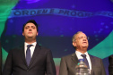 O governador Carlos Massa Ratinho Junior participou nesta segunda-feira (28), em Curitiba, da solenidade de posse da nova diretoria da Fiep, que será liderada pelo empresário Carlos Valter Martins Pedro nos próximos quatro anos. Ele substitui Edson Campagnolo no comando da federação. Foto: José Fernando Ogura/AEN