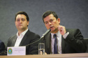 O governador Carlos Massa Ratinho Junior, participa da cerimônia de inauguração da Delegacia Modelo de Investigação e Análise Financeira, na superintendência da Polícia Federal no Estado do Paraná. Participaram: Ministro da Justiça e Segurança Pública, Sergio Moro; diretor Geral da Polícia Federal, Maurício Valeixo; secretário de Segurança, Romulo Marinho; entre outros.Curitiba, 01-11-19.Foto: Arnaldo Alves / AEN.