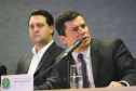 O governador Carlos Massa Ratinho Junior, participa da cerimônia de inauguração da Delegacia Modelo de Investigação e Análise Financeira, na superintendência da Polícia Federal no Estado do Paraná. Participaram: Ministro da Justiça e Segurança Pública, Sergio Moro; diretor Geral da Polícia Federal, Maurício Valeixo; secretário de Segurança, Romulo Marinho; entre outros.Curitiba, 01-11-19.Foto: Arnaldo Alves / AEN.