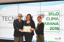 O Prêmio Selo Clima Paraná 2019 foi entregue nesta quinta-feira (07) a 36 empresas que, voluntariamente, decidiram medir, divulgar e reduzir as emissões de gases de efeito estufa, causadores do aquecimento global e das mudanças climáticas. O mais importante deles é o dióxido de carbono (CO2). Foto: Denis Ferreira Netto/AEN