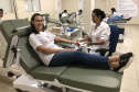 Servidores da Controladoria-Geral do Estado (CGE) se mobilizaram desde o início do mês para o Dia Nacional do Doador de Sangue Voluntário, celebrado nesta segunda-feira (25). O maior grupo se reuniu na sexta-feira (22) com apoio da Superintendência-Geral de Ação Solidária, vinculada à Secretaria da Justiça, Família e Trabalho, para doar sangue. Foto: Divulgação/CGE