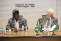 O vice-governador Darci Piana recebe o governador de Benue,  Ortom Samuel Ioraer. Presentes: Orbunde Terwase cefe da Casa Civi; Ijir Timothy Aondona secretário de Agricultura e Recursos Naturais; Oyiwona Godwin Emmanuel Secretário de Ciência, Tecnologia e Energia; Akase Terver, Secretário Chefe de Imprensa; Kwaghngu Abrahams, Assessor Especial de  Tarefas; Ubwa Paul Oorkuma, presidente da Câmara do Comércio do Estado de Benue.Curitiba, 27-11-19.Foto: Arnaldo Alves / AEN.