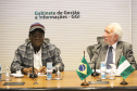 O vice-governador Darci Piana recebe o governador de Benue,  Ortom Samuel Ioraer. Presentes: Orbunde Terwase cefe da Casa Civi; Ijir Timothy Aondona secretário de Agricultura e Recursos Naturais; Oyiwona Godwin Emmanuel Secretário de Ciência, Tecnologia e Energia; Akase Terver, Secretário Chefe de Imprensa; Kwaghngu Abrahams, Assessor Especial de  Tarefas; Ubwa Paul Oorkuma, presidente da Câmara do Comércio do Estado de Benue.Curitiba, 27-11-19.Foto: Arnaldo Alves / AEN.