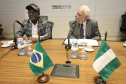 O vice-governador Darci Piana recebe o governador de Benue,  Ortom Samuel Ioraer. Presentes: Orbunde Terwase cefe da Casa Civi; Ijir Timothy Aondona secretário de Agricultura e Recursos Naturais; Oyiwona Godwin Emmanuel Secretário de Ciência, Tecnologia e Energia; Akase Terver, Secretário Chefe de Imprensa; Kwaghngu Abrahams, Assessor Especial de  Tarefas; Ubwa Paul Oorkuma, presidente da Câmara do Comércio do Estado de Benue.Curitiba, 27-11-19.Foto: Arnaldo Alves / AEN.