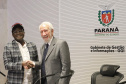 O vice-governador Darci Piana recebe o governador de Benue,  Ortom Samuel Ioraer. Presentes: Orbunde Terwase cefe da Casa Civi; Ijir Timothy Aondona secretário de Agricultura e Recursos Naturais; Oyiwona Godwin Emmanuel Secretário de Ciência, Tecnologia e Energia; Akase Terver, Secretário Chefe de Imprensa; Kwaghngu Abrahams, Assessor Especial de  Tarefas; Ubwa Paul Oorkuma, presidente da Câmara do Comércio do Estado de Benue.Curitiba, 27-11-19.Foto: Arnaldo Alves / AEN.