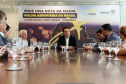 10/12/2019 - O governador Carlos Massa Ratinho Junior e o diretor-presidente da Passaredo Linhas Aéreas, Eduardo Bush, formalizam nesta terça-feira (10) um acordo para que a companhia passe a operar linhas regulares no Paraná.Foto Gilson Abreu/AEN