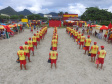 Os 35 formandos do Curso de Guarda-Vidas turma 2019/2020 festejaram nesta quinta-feira (06/02), em Matinhos (PR), a conclusão de um dos cursos mais desejados do Corpo de Bombeiros. Na cerimônia eles receberam o apito e a camisa do uniforme de guarda-vidas, itens que comprovam a aptidão dos bombeiros militares para atuar em resgates em meio líquido. - Curitiba, 06/02/2020  - Foto: Divulgação SESP