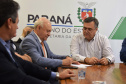 O secretário estadual da Saúde, Beto Preto, reuniu-se nesta segunda-feira (9)&#8354;om deputados federais que destinaram emendas para a construção do Centro Oncológico Hospital São Vicente de Paulo (Hospital do Câncer), em Guarapuava. Foto:SESA