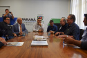 O secretário estadual da Saúde, Beto Preto, reuniu-se nesta segunda-feira (9)&#8354;om deputados federais que destinaram emendas para a construção do Centro Oncológico Hospital São Vicente de Paulo (Hospital do Câncer), em Guarapuava. Foto:SESA