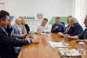 O secretário estadual da Saúde, Beto Preto, reuniu-se nesta segunda-feira (9)&#8354;om deputados federais que destinaram emendas para a construção do Centro Oncológico Hospital São Vicente de Paulo (Hospital do Câncer), em Guarapuava. Foto:SESA