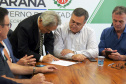O secretário estadual da Saúde, Beto Preto, reuniu-se nesta segunda-feira (9)&#8354;om deputados federais que destinaram emendas para a construção do Centro Oncológico Hospital São Vicente de Paulo (Hospital do Câncer), em Guarapuava. Foto:SESA