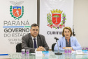 O secretário de Estado da Saúde, Beto Preto, e a secretária municipal de Saúde de Curitiba, Márcia Huçulak, apresentam em entrevista coletiva os números e informações sobre os casos em investigação do coronavírus (Covid-19), nesta quinta-feira (12) na Secretaria de Estado da Saúde.  12/03/2020  -  Foto: Geraldo Bubniak/AEN