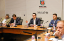 O governador Carlos Massa Ratinho Junior participou nesta segunda-feira (23) de uma videoconferência com o ministro da Infraestrutura, Tarcísio de Freitas, juntamente com os demais governadores dos estados que formam o Consórcio de Integração Sul e Sudeste (Cosud).