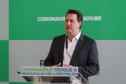 O Governador Carlos Massa Ratinho Junior em pronunciamento nesta sexta-feira (27/03),  para anunciar medidas econômicas que o Governo do Estado adota para estimular a atividade produtiva e reduzir os impactos causados pela pandemia do novo coronavírus na economia.  Curitiba, 27/03/2020 - Foto: Geraldo Bubniak/AEN