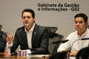 O Governador Carlos Massa Ratinho Junior em reunião por videoconferência neste sábado (28/03),   com prefeitos e secretarios de Estado para alinhamento das ações no combate a pandemia do novo coronavírus.  Curitiba, 28/03/2020 - Foto: Geraldo Bubniak/AEN