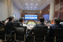 O Governador Carlos Massa Ratinho Junior em reunião por videoconferência neste sábado (28/03),   com prefeitos e secretarios de Estado para alinhamento das ações no combate a pandemia do novo coronavírus.  Curitiba, 28/03/2020 - Foto: Geraldo Bubniak/AEN