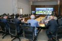 O Governador Carlos Massa Ratinho Junior em videoconferencia nesta terça-feira (07/04),  em reunião com Deputados Estaduais no Palácio Iguaçu.  Curitiba, 07/04/2020 - Foto: Geraldo Bubniak/AEN