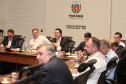  O governador Carlos Massa Ratinho Junior participou nesta quarta-feira (8) de uma videoconferência com presidentes de entidades sindicais estaduais e nacionais. O encontro serviu para estreitar o diálogo com as lideranças dos trabalhadores e teve como objetivo primordial a defesa dos empregos diante dos reflexos econômicos gerados pela pandemia do novo coronavírus.Foto: Ari Dias/AEN