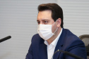 O Governador Carlos Massa Ratinho Junior em videoconferencia nesta quiinta-feira (21/05),  com o Presidente Jair Bolsonaro, Presidente da Câmara dos  Rodrigo Maia, Presidente do Senado Federal  Davi Alcolumbre e governadores dos demais estados.  Curitiba, 21/05/2020 - Foto: Geraldo Bubniak/AEN