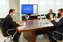 22/05/2020 - Governador Carlos Masa Ratinho Junior durante reunião com o presidente da Sanepar, Claudio Stabile. 