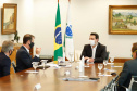 22/05/2020 - Governador Carlos Masa Ratinho Junior durante reunião com o presidente da Sanepar, Claudio Stabile. 