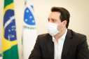 22/05/2020 - Governador Carlos Masa Ratinho Junior durante reunião com o presidente da Sanepar, Claudio Stabile. 