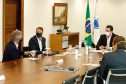 22/05/2020 - Governador Carlos Masa Ratinho Junior durante reunião com o presidente da Sanepar, Claudio Stabile. 