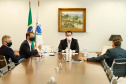 22/05/2020 - Governador Carlos Masa Ratinho Junior durante reunião com o presidente da Sanepar, Claudio Stabile. 