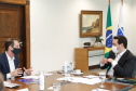 22/05/2020 - Governador Carlos Masa Ratinho Junior durante reunião com o presidente da Sanepar, Claudio Stabile. Foto: Gilson Abreu/AEN