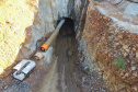 Construção de um túnel de 1,2 mil metros de extensão e oito metros de diâmetro, saindo do Parque de Exposições Jayme Canet Júnior e seguindo até o Rio Marrecas, pouco à frente do bairro Padre Ulrico. O túnel vai agilizar o escoamento da água para evitar que outros rios sejam represados e provoquem alagamentos na cidade de Francisco Beltrao. Foto: Geraldo Bubniak/AEN