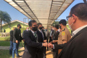 O secretário estadual da Segurança Pública, Romulo Marinho Soares, participou nesta segunda-feira (24), no Parque Tecnológico de Itaipu, em Foz do Iguaçu, junto com o ministro da Justiça e Segurança Pública, André Mendonça, da divulgação do balanço da 22ª fase da Operação Nova Aliança. Foto:SESP