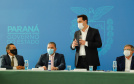 O governador Carlos Massa Ratinho Junior, o presidente do Tribunal de Justiça do Paraná, desembargador Adalberto Xisto Pereira, e o segundo vice-presidente, desembargador José Laurindo de Souza Netto formalizaram nesta quinta-feira (3) a criação do Cejus Casa Fácil e do Cejusc Fundiário, que vão atuar na mediação e conciliação de conflitos no Estado.