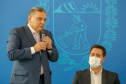 O governador Carlos Massa Ratinho Junior, o presidente do Tribunal de Justiça do Paraná, desembargador Adalberto Xisto Pereira, e o segundo vice-presidente, desembargador José Laurindo de Souza Netto formalizaram nesta quinta-feira (3) a criação do Cejus Casa Fácil e do Cejusc Fundiário, que vão atuar na mediação e conciliação de conflitos no Estado.foto Gilson Abreu/Aen