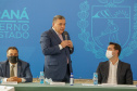 O governador Carlos Massa Ratinho Junior, o presidente do Tribunal de Justiça do Paraná, desembargador Adalberto Xisto Pereira, e o segundo vice-presidente, desembargador José Laurindo de Souza Netto formalizaram nesta quinta-feira (3) a criação do Cejus Casa Fácil e do Cejusc Fundiário, que vão atuar na mediação e conciliação de conflitos no Estado.foto Gilson Abreu/Aen