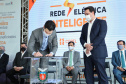 O governador Carlos Massa Ratinho Junior e o presidente da Copel, Daniel Slaviero, lançam o Programa Rede Elétrica Inteligente, em Curitiba. 