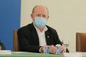 O governador Carlos Massa Ratinho Junior e o diretor-geral brasileiro de Itaipu, Joaquim Silva e Luna, formalizam nesta sexta-feira (25),  no Palácio Iguaçu, uma parceria entre o Estado e a hidrelétrica para a duplicação de 8,7 quilômetros da BR-469, em Foz do Iguaçu.  Curitiba, 24/09/2020. Foto: Geraldo Bubniak/AEN