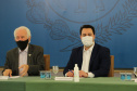 O governador Carlos Massa Ratinho Junior e o diretor-geral brasileiro de Itaipu, Joaquim Silva e Luna, formalizam nesta sexta-feira (25),  no Palácio Iguaçu, uma parceria entre o Estado e a hidrelétrica para a duplicação de 8,7 quilômetros da BR-469, em Foz do Iguaçu.  Curitiba, 24/09/2020. Foto: Geraldo Bubniak/AEN