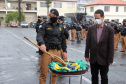 A Polícia Militar comemorou nesta quinta-feira (19), em todo Estado, o Dia da Bandeira. Nas unidades da Capital e do Interior foi feita a cerimônia alusiva com a incineração da Bandeira Nacional, sendo substituída por outra nova. Foto: SESP