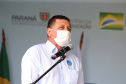 O governador Carlos Massa Ratinho Junior realiza nesta terca-feira (15), a entrega 45 Ônibus Rural Escolar acompanhado do ministro da Educação, Milton Ribeiro e do secretario de Educacao Renato Feder. Na foto representando os prefeitos fala o prefeito de Guapirama, Pedro de Oliveira .Curitiba, 15/11/2020. Foto: Geraldo Bubniak/AEN