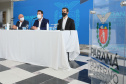 O governador Carlos Massa Ratinho Junior participa  nesta terca-feira (15), de coletiva de imprensa   para esclarecer dúvidas sobre o retorno presencial das aulas na Rede Pública de Ensino do Paraná,  acompanhado do ministro da Educação, Milton Ribeiro e do secretario de Educacao Renato Feder. Curitiba, 15/11/2020. Foto: Geraldo Bubniak/AEN