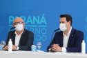 O governador Carlos Massa Ratinho Junior participa  nesta terca-feira (15), de coletiva de imprensa   para esclarecer dúvidas sobre o retorno presencial das aulas na Rede Pública de Ensino do Paraná,  acompanhado do ministro da Educação, Milton Ribeiro e do secretario de Educacao Renato Feder. Curitiba, 15/11/2020. Foto: Geraldo Bubniak/AEN