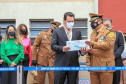 O governador Carlos Massa Ratinho Junior participou nesta sexta-feira (29) da troca do comando-geral do Corpo de Bombeiros do Paraná. Depois de dois anos como comandante, o coronel Samuel Prestes dá lugar ao coronel Gerson Gross, que até então respondia pelo comando da Academia Policial Militar do Guatupê. - Curitiba, 29/01/2021 - Foto: Valdelino Alves Pontes