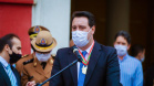 O governador Carlos Massa Ratinho Junior participou nesta sexta-feira (29) da troca do comando-geral do Corpo de Bombeiros do Paraná. Depois de dois anos como comandante, o coronel Samuel Prestes dá lugar ao coronel Gerson Gross, que até então respondia pelo comando da Academia Policial Militar do Guatupê. - Curitiba, 29/01/2021 - Foto: Jonathan Campos/AEN