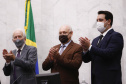 O governador Carlos Massa Ratinho Junior participou nesta segunda-feira (1º) da posse da nova Mesa Diretora da Assembleia Legislativa do Paraná para o biênio 2021/2022. Será a 19ª Legislatura da Casa e a quarta presidência consecutiva do deputado estadual Ademar Traiano.
Foto:Jonathan Campos/AEN