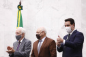 O governador Carlos Massa Ratinho Junior participou nesta segunda-feira (1º) da posse da nova Mesa Diretora da Assembleia Legislativa do Paraná para o biênio 2021/2022. Será a 19ª Legislatura da Casa e a quarta presidência consecutiva do deputado estadual Ademar Traiano.
Foto:Jonathan Campos/AEN